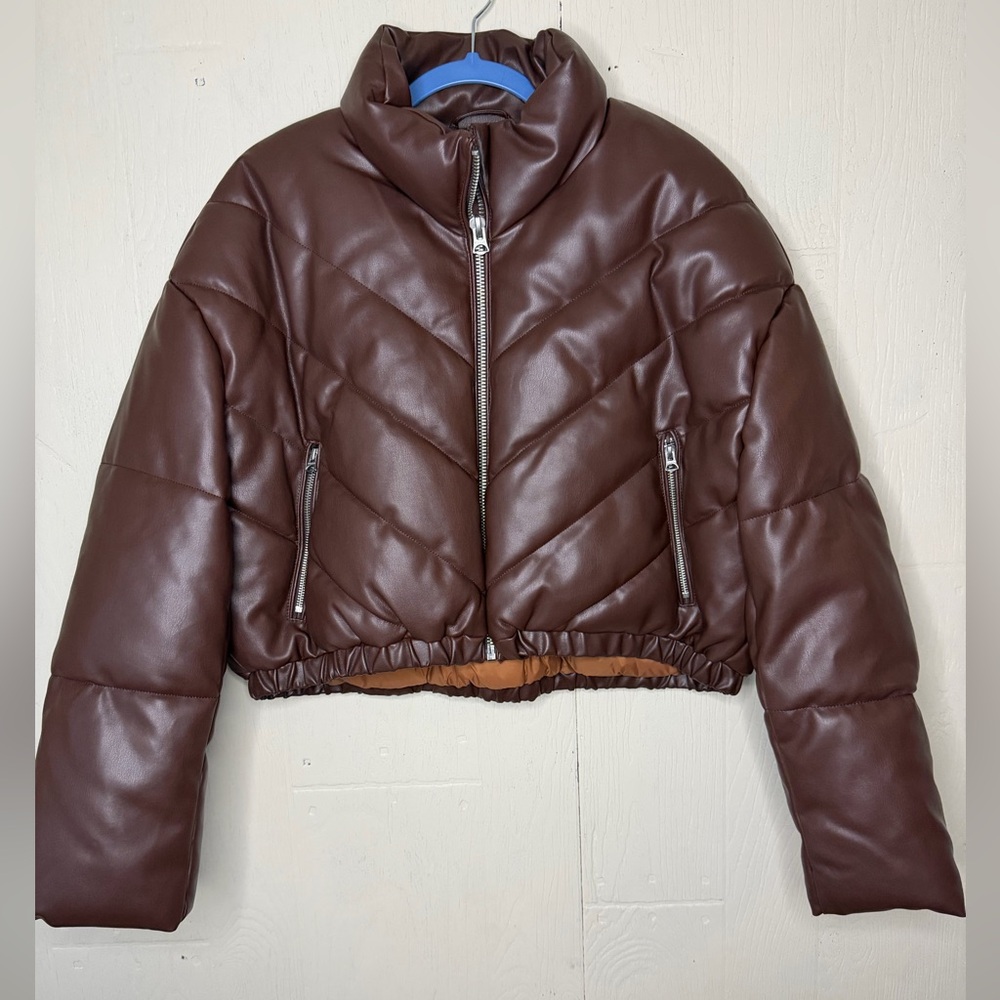 Hudson Jeans Cropped Chevron Puffer Jacket